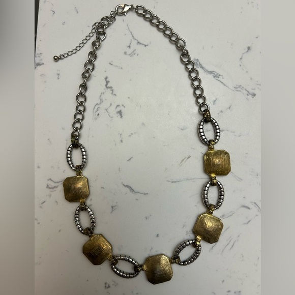 Gold and Silver “Diamond” Statement Necklace - Picture 3 of 3